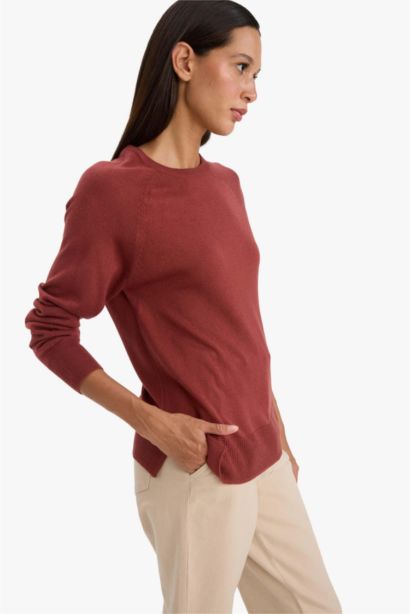 Relax Fit Crew Neck Basic Knit Pullover