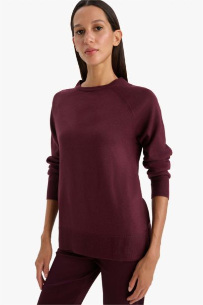 Relax Fit Crew Neck Basic Knit Pullover