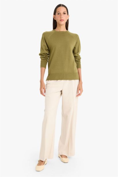 Relax Fit Crew Neck Basic Knit Pullover