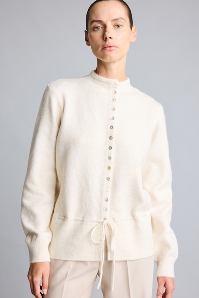 Relaxed Fit Beli Bağcıklı Basic Hırka