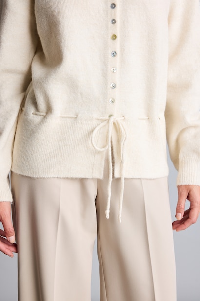 Relaxed Fit Beli Bağcıklı Basic Hırka