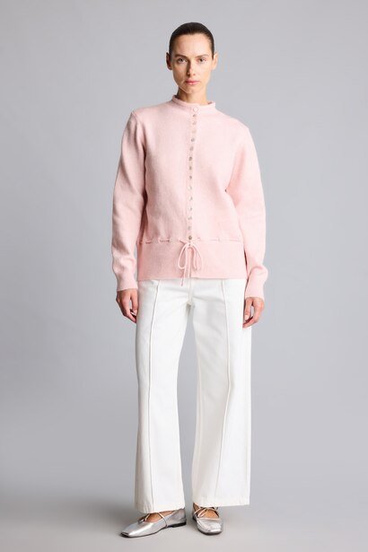 Relaxed Fit Beli Bağcıklı Basic Hırka