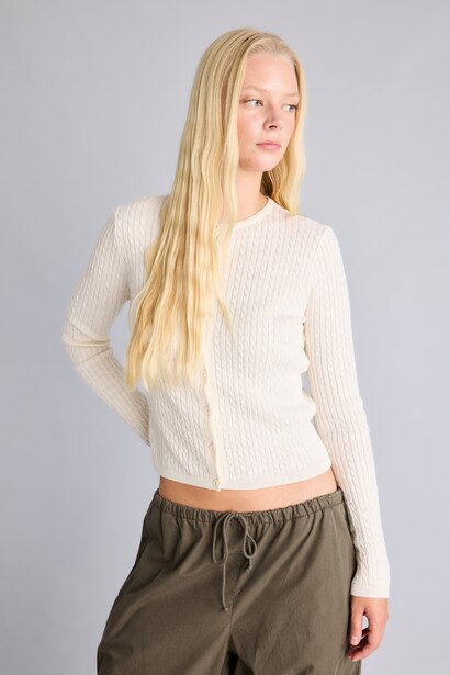 Regular Fit Fitilli Basic Hırka