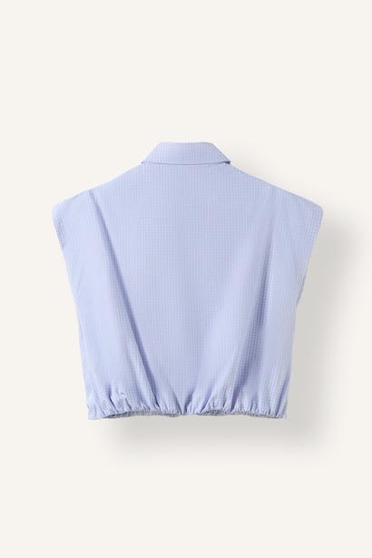 Çizgili Poplin Etek Ucu Lastikli Crop Gömlek