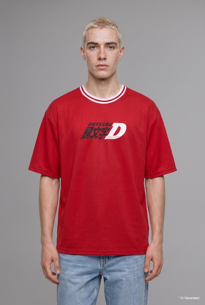 Initial D Boxy Fit Striped T-Shirt
