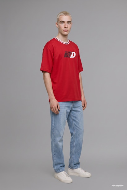 Initial D Boxy Fit Striped T-Shirt