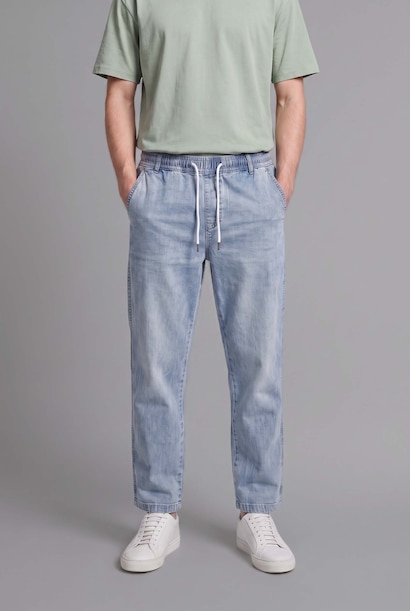 Elastic Waist Wide Leg Jeans
