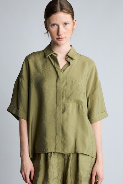 Overshirt Fit Modal Single Pocket Short Sleeve Shirt