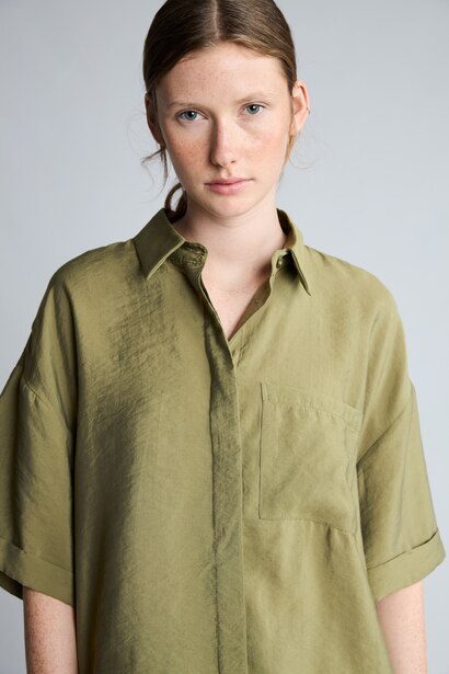 Overshirt Fit Modal Single Pocket Short Sleeve Shirt