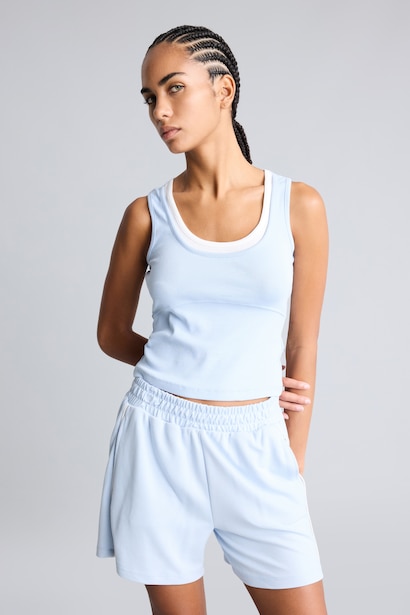 Katmanlı Yaka Ribana Crop Basic Atlet