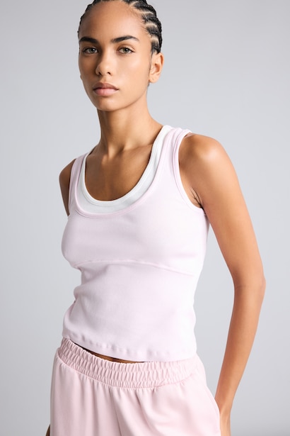 Katmanlı Yaka Ribana Crop Basic Atlet