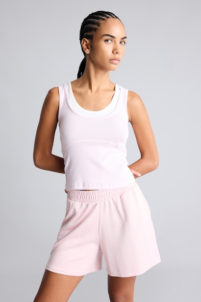 Katmanlı Yaka Ribana Crop Basic Atlet