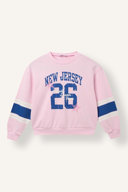 Şeritli Baskılı Sweatshirt Kız Çocuk
