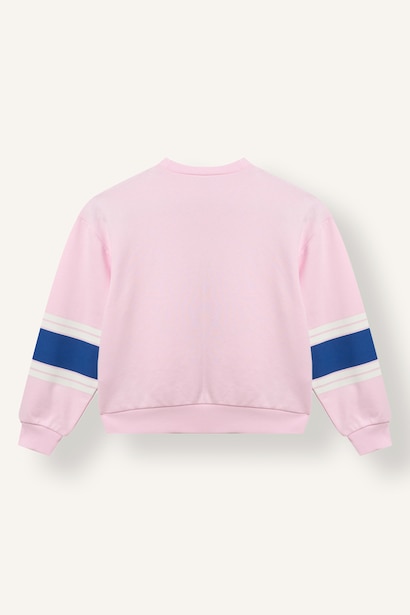 Şeritli Baskılı Sweatshirt Kız Çocuk