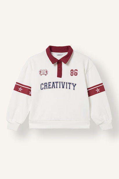 Polo Yaka Baskılı Sweatshirt Kız Çocuk