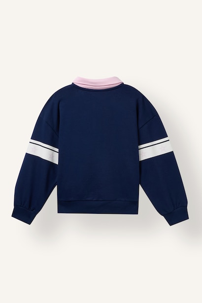 Regular Fit Slogan Polo Collar Sweatshirt