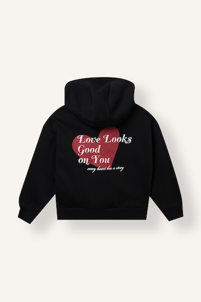 Kapüşonlu Baskılı Sweatshirt Kız Çocuk