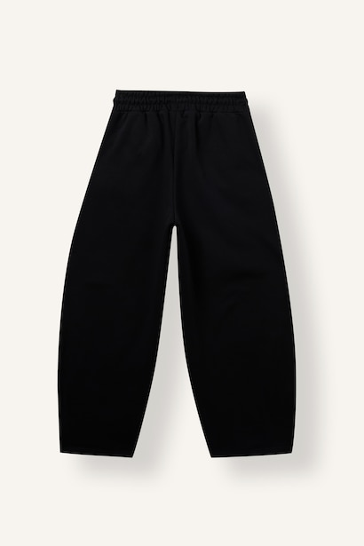 Woman Balloon Fit Slogan Elastic Band Trousers