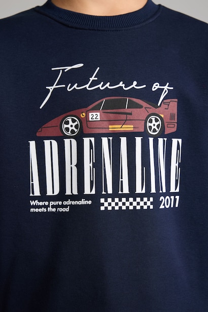 Regular Fıt Baskılı Kalın Sweatshirt Erkek Çocuk