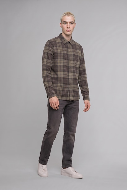 Boxy Fit Flanel Long Sleeve Shirt