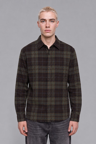 Boxy Fit Flanel Long Sleeve Shirt