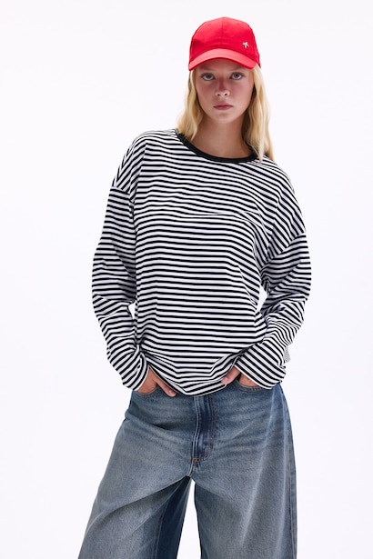 100% Cotton Oversize Striped T-Shirt