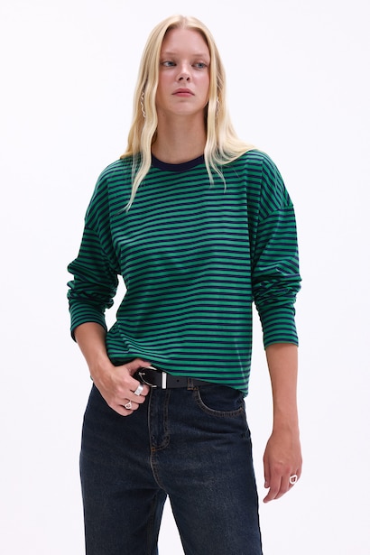 100% Cotton Oversize Striped T-Shirt