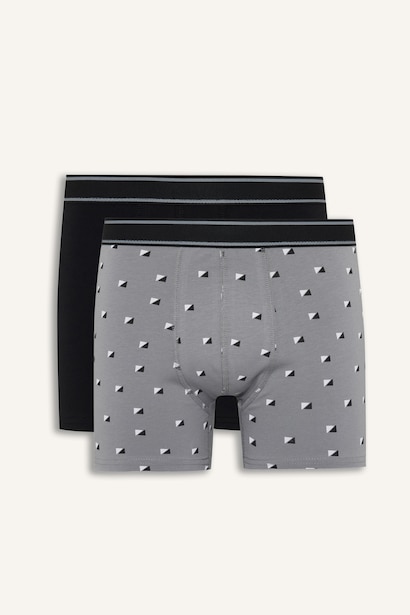 Regular Fit Geometrik Desenli 2'li Boxer