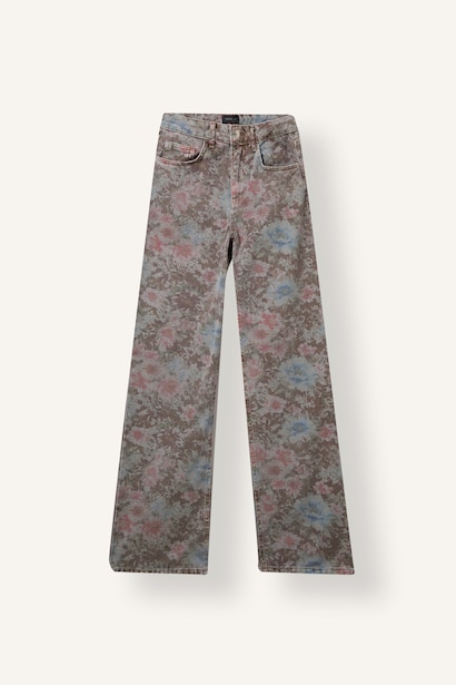 Straight Fit Çiçekli Pantolon