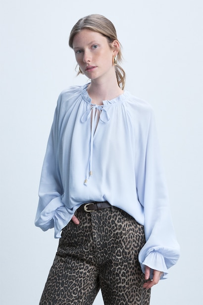 Regular Fit Basic Marocain Blouse