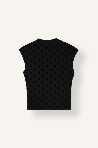 Slim Fit Puantiyeli Tül Tişört