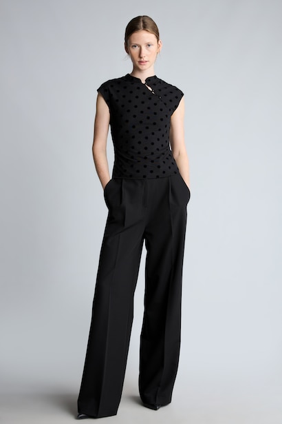 Slim Fit Half Turtleneck Tulle Short Sleeve T-Shirt