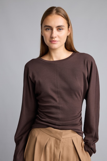 Dikiş Detaylı Slim Fit Uzun Kollu Basic Tişört