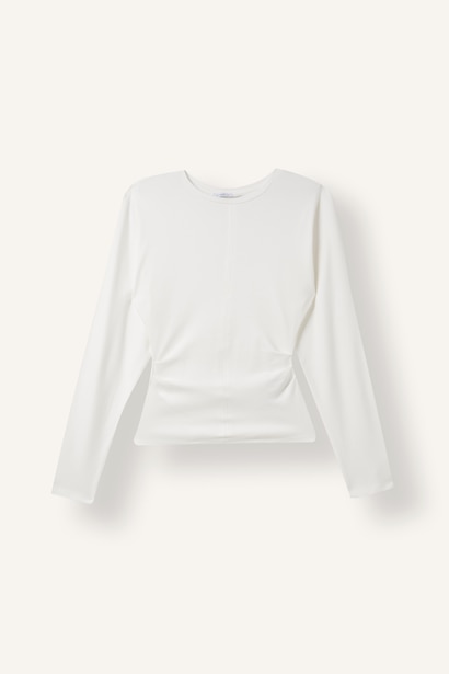 %100 Pamuk Dikiş Detaylı Slim Fit Uzun Kollu Basic Tişört