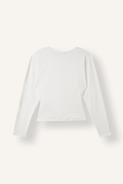 %100 Pamuk Dikiş Detaylı Slim Fit Uzun Kollu Basic Tişört