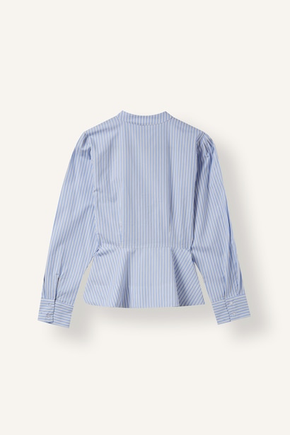 Fitted Çizgili Peplum Poplin Gömlek