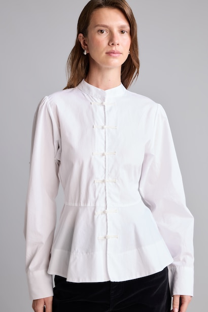 Fitted Peplum Poplin Gömlek