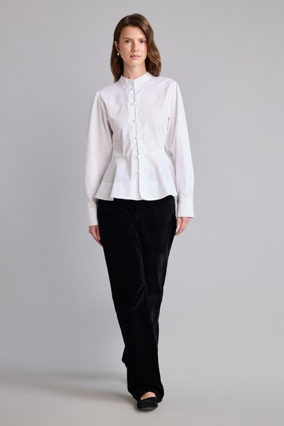 Fitted Peplum Poplin Gömlek