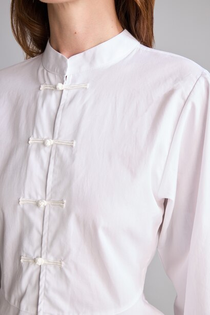 Fitted Peplum Poplin Gömlek