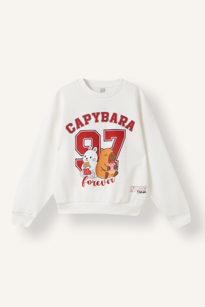 Regular Fit Animal Print Crew Neck Sweatshirt