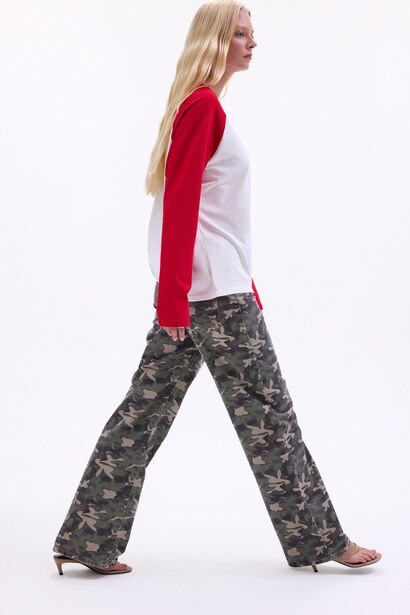 Kamuflaj Desenli Straight Fit Pantolon