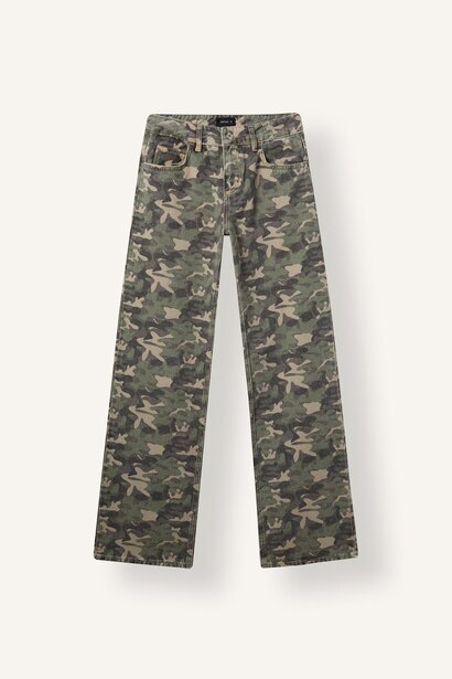 Kamuflaj Desenli Straight Fit Pantolon