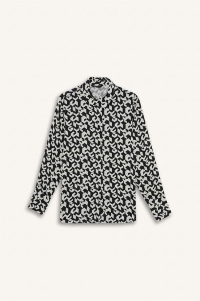 Regular Fit Shirt Collar Printed Long Sleeve Shirt