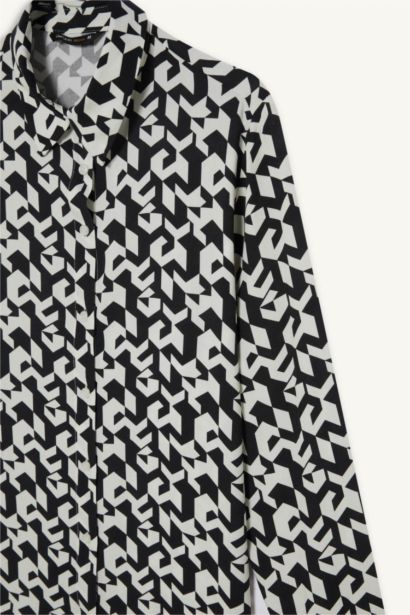 Regular Fit Shirt Collar Printed Long Sleeve Shirt