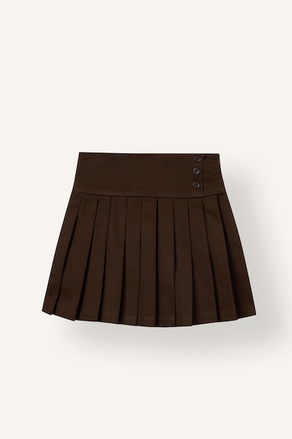 %100 Pamuk Pileli Gabardin Etek Kız Çocuk