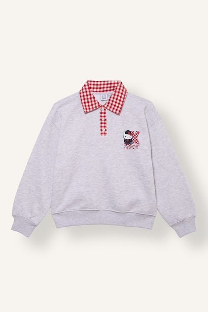 Woman Oversize Fit Polo Collar Sweatshirt
