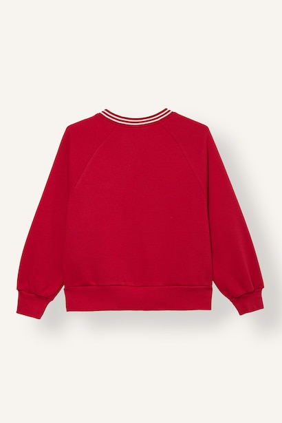 Oversize V Yaka Baskılı Sweatshirt Kız Çocuk