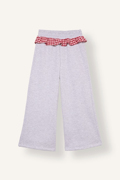 Fırfır Detaylı Wide Leg Eşofman Altı Kız Çocuk