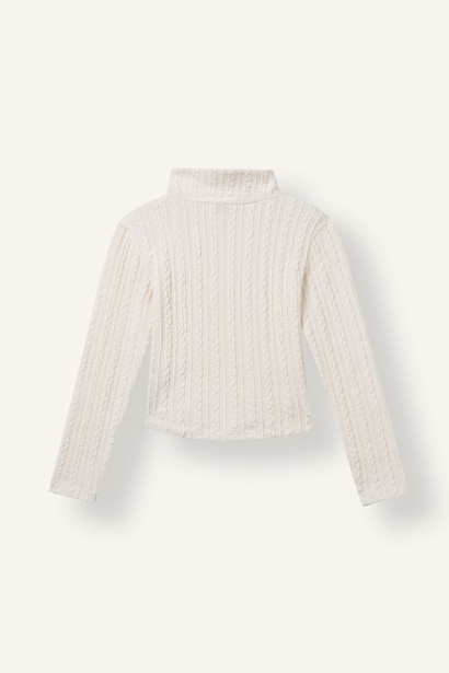 Fitted Fermuarlı Fitilli Basic Tişört Kız Çocuk