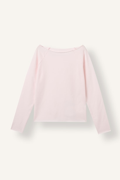 Slim Fit Büyük Yaka Uzun Kollu Basic Tişört Kız Çocuk